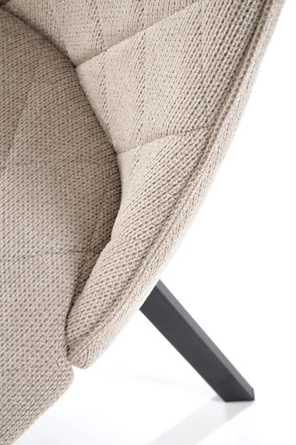Krzesło tapicerowane Fenri beżowe do jadalni i salonu nowoczesne pikowane na czarnych nogach