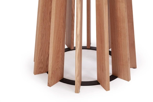 Stół okrągły do jadalni Tavle 120 cm nowoczesny dąb naturalny na jednej nodze NORDIFRA