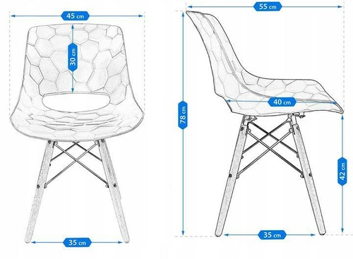 Zestaw 2 krzeseł Tortuga białe skandynawskie do jadalni z drewnianymi nogami Intesi