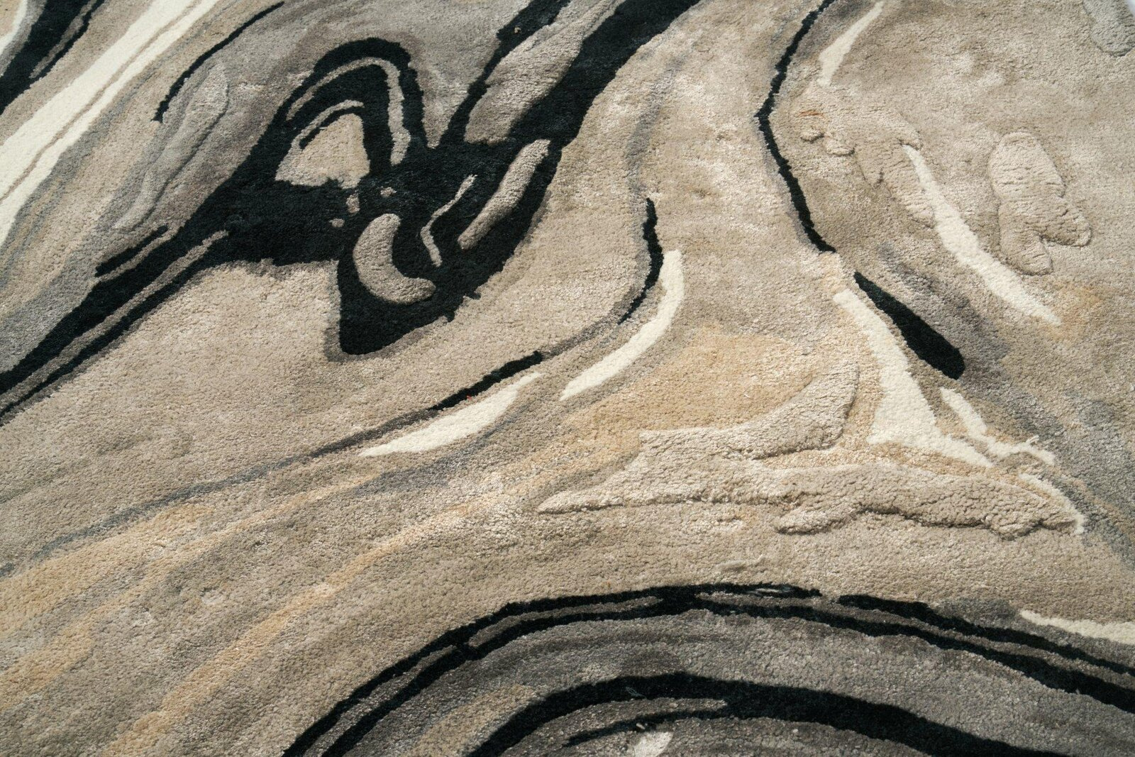 Dywan nowoczesny Blur Black 160x230 cm szary prostokątny do salonu ręcznie tkany