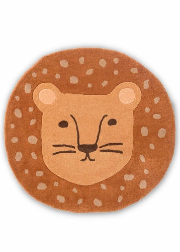 Dywan do pokoju dziecka Decor Kids Lion okrągły wełniany nowoczesny 80x80 cm pomarańczowy