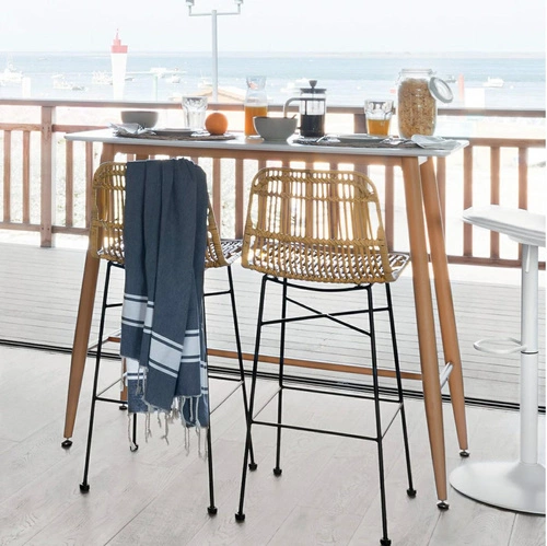 Krzesło Kubu boho rattanowe na metalowych nogach do jadalni i salonu Atmosphera naturalne