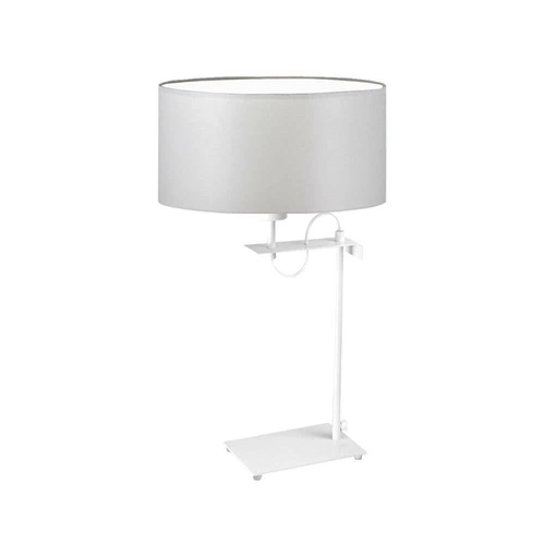Lampka ALASKA abażur jasny szary stelaż biały