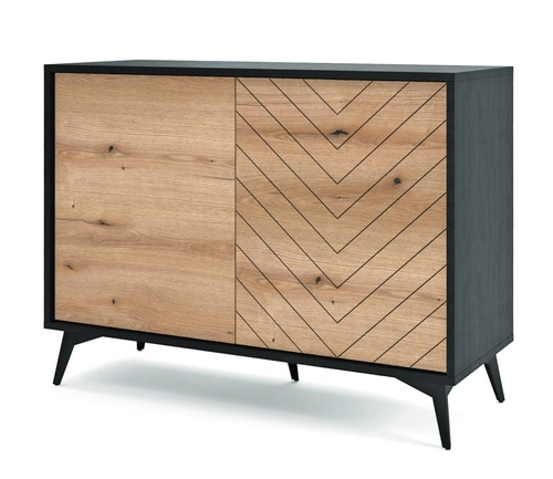 Komoda Fargo loftowa w jodełkę na nóżkach nowoczesna czarna 104 cm do salonu Intesi