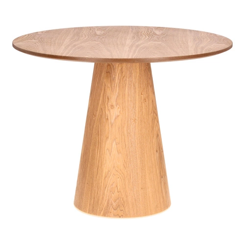 Stół okrągły Soleilo 80 cm naturalny dąb na jednej nodze do salonu i kawiarni Intesi