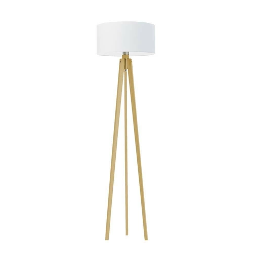 Lampa podłogowa MIAMI abażur biały stelaż dębowy