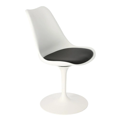 Krzesło Tulip Basic inspirowane Tulip Chair do salonu białe obrotowe z poduszką D2.DESIGN