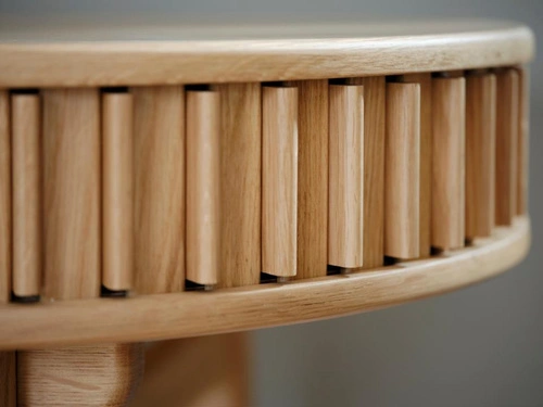 Biurko Carno dębowe nowoczesne do pracy 120 cm owalne UNIQUE