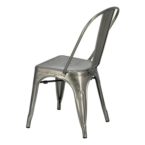 Krzesło metalowe Paris D2.DESIGN inspirowane Tolix do jadalni kuchni loft srebrne industrialne