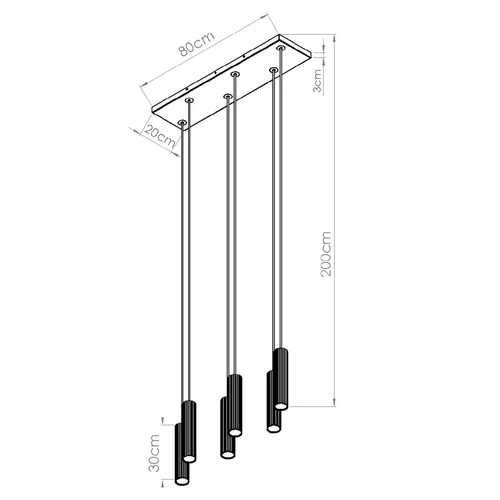 Lampa wisząca LED IVAR 6 czarna nad stół do salonu i jadalni