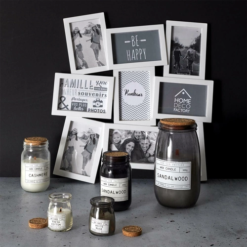 Świeca zapachowa Sandalwood Intesi w szkle biała z drewnianym knotem 990g na prezent
