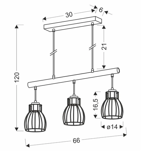 Lampa wisząca Bernita 3x60W E27 czarny