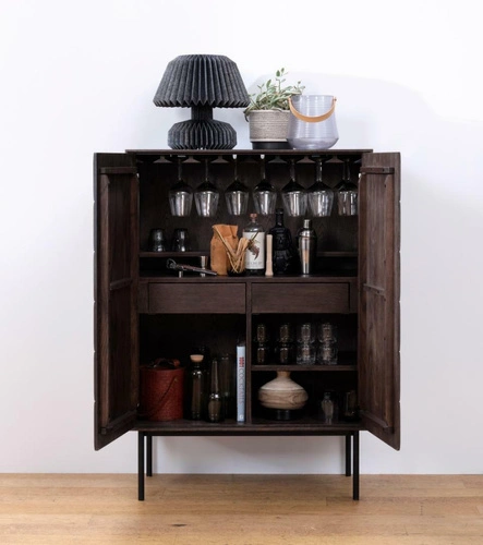 Komoda Latina wysoka barek z szufladami dąb espresso do salonu