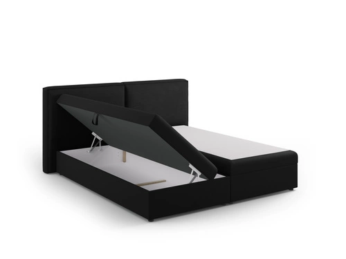 Łóżko tapicerowane Jodie 180x200 czarne z pojemnikiem do sypialni nowoczesne