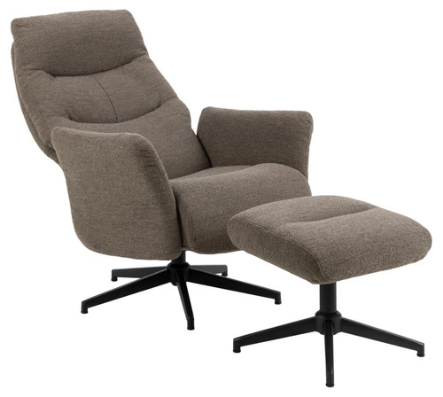 Fotel obrotowy London Monza taupe z podnóżkiem do salonu nowoczesny relaksacyjny beżowy