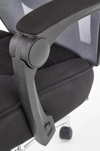 Fotel biurowy ergonomiczny Mande czarny z podnóżkiem i siatkowym oparciem do biura