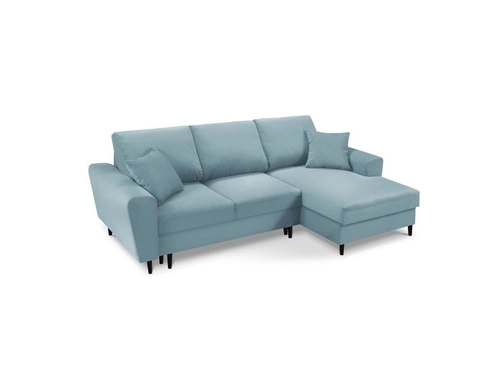 Narożnik z funkcją spania Moghan Light Blue Corduroy Prawostronna kolor nóg czarny
