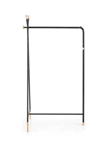 Velo czarny loftowy wieszak stojący do przedpokoju metalowo-drewniany na kurtki Intesi