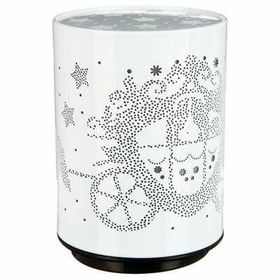 Lampka nocna LED projektor Karoca Atmosphera biała nowoczesna do pokoju dziecka na baterie