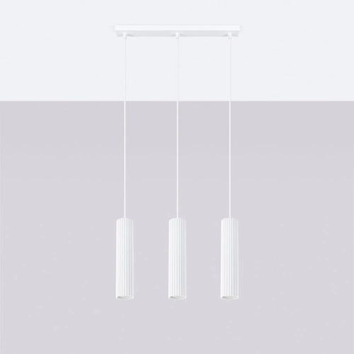 Lampa wisząca KARBON 3L biała nowoczesna regulowana do salonu i nad stół SOLLUX