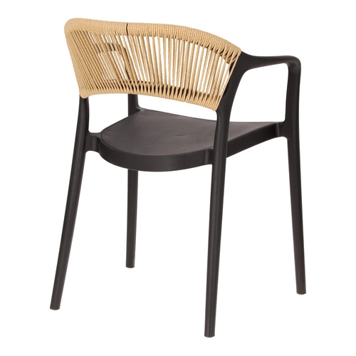 Krzesło do jadalni Osma Intesi czarne z polipropylenu, sztaplowane, łatwe czyszczenie, z podłokietnikami