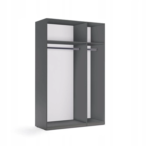 Szafa 3-drzwiowa Della szara nowoczesna z półkami do sypialni lub garderoby 134 cm