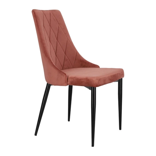 Krzesło Magnat różowe tapicerowane welur glamour na czarnych metalowych nogach do jadalni Intesi