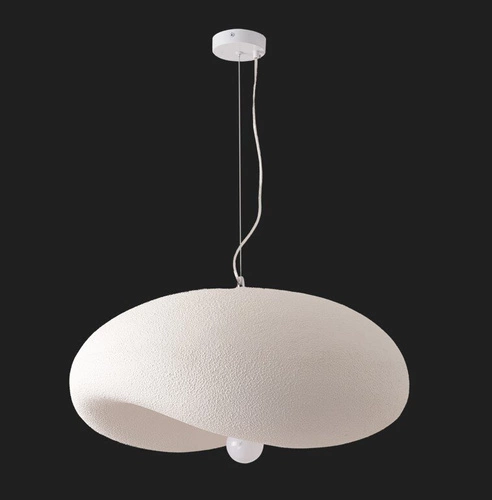 Nowoczesna lampa wisząca STONE FLAT biała 40 cm do salonu i jadalni regulowana