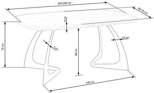 Stół rozkładany do jadalni Dovel 160-200 cm dąb naturalny czarne nogi nowoczesny Intesi