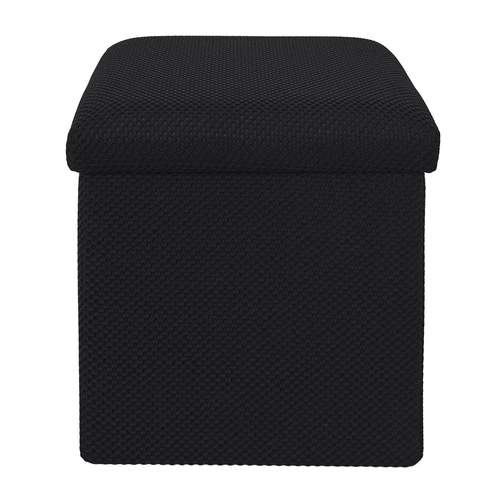 Pufa ze schowkiem Vels Atom czarna kwadratowa składana do przedpokoju i pokoju młodzieżowego Intesi