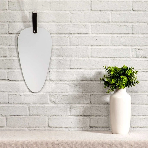 Lustro wiszące Pagaj Intesi asymetryczne bez ramy na pasku do przedpokoju 48x21 cm