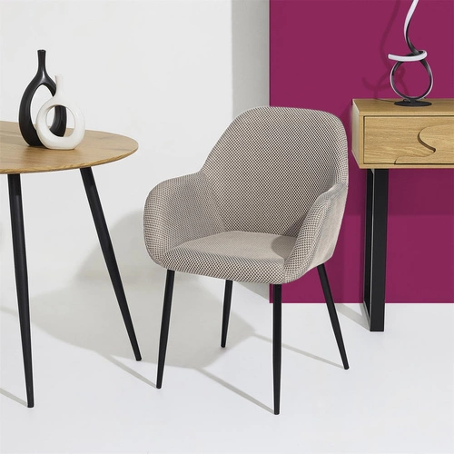 Krzesło tapicerowane Lavia szare Intesi do jadalni i salonu nowoczesne z podłokietnikami