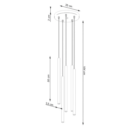 Nowoczesna lampa wisząca Pastelo 5P czerwona do salonu i jadalni regulowana 104 cm