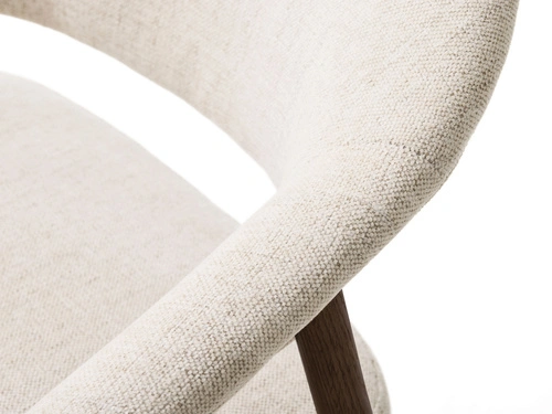 Krzesło tapicerowane Klen beżowe dębowe z podłokietnikami do jadalni i salonu skandynawskie