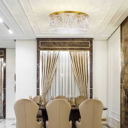 Plafon sufitowy glamour MARANGA złoty z kryształami 85 cm do salonu i jadalni CANDELLUX