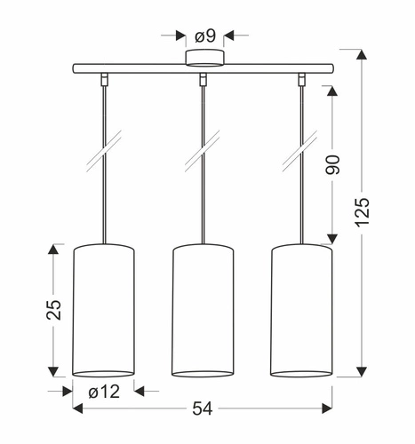 Lampa wisząca Ballo czarny 3x60 E27  abażur orzechowy
