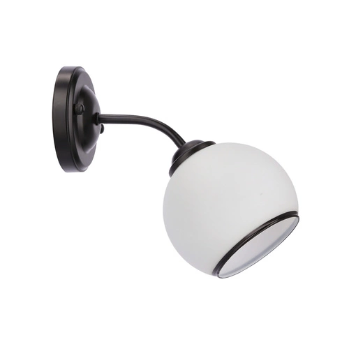 Kinkiet ścienny Marinen nowoczesny czarny ze szklanym białym kloszem do sypialni i salonu