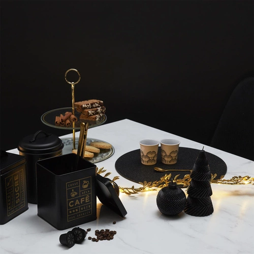 Zestaw sztućców do kawy Gold Leaf Intesi złote łyżeczki glamour ze stali nierdzewnej 4 sztuki