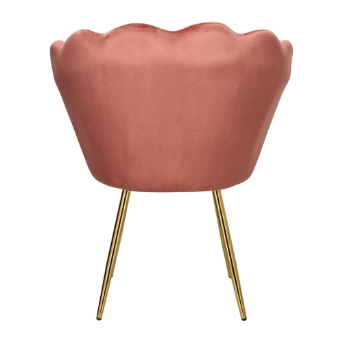 Krzesło welurowe muszelka Florencja Intesi różowe ze złotymi nogami do salonu i toaletki