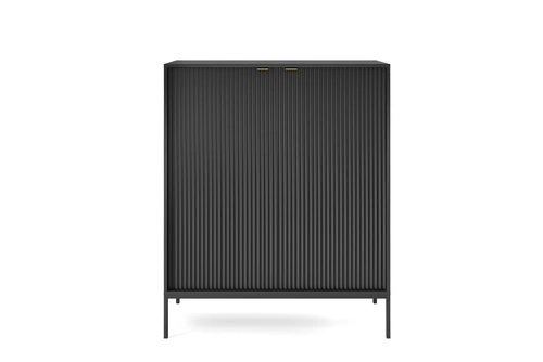 Zestaw mebli do salonu czarny/czarny Delicious ryflowane fronty