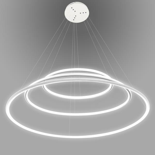 Lampa sufitowa LED Ledowe Okręgi 80cm biała nowoczesna do salonu z regulacją wysokości