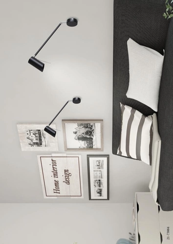 Kinkiet ścienny Milly czarny matowy nowoczesny metalowy regulowany do salonu i sypialni