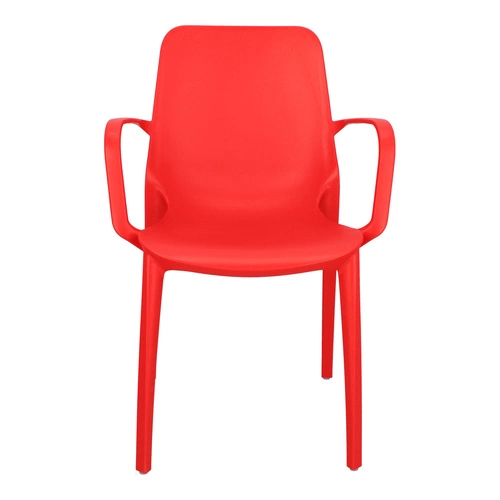 Krzesło ogrodowe z podłokietnikami Ginevra SCAB Design czerwone, sztaplowane nowoczesne z tworzywa