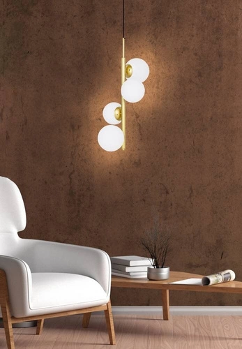 Lampa wisząca Cordel złota 4-punktowa szklana do salonu i jadalni CANDELLUX