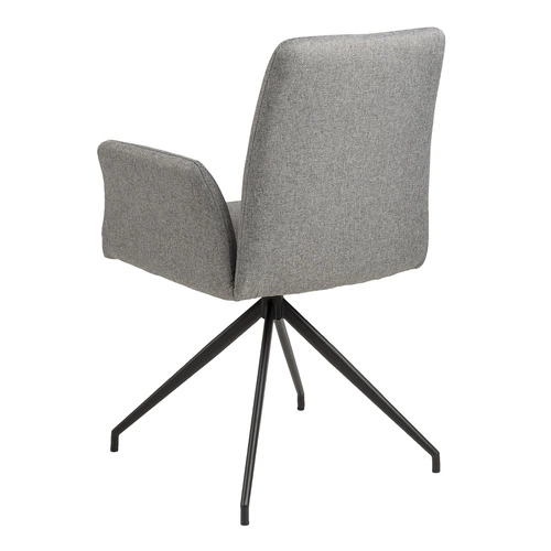 Krzesło tapicerowane Naya Actona do jadalni nowoczesne szare z podłokietnikami na czarnych nogach