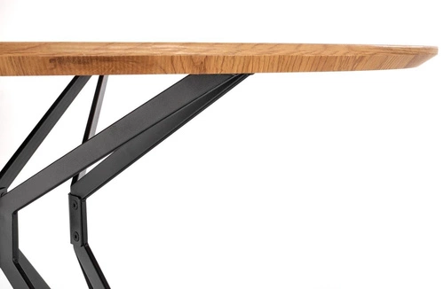 Stół okrągły do jadalni 120 cm Class dąb złoty czarny nowoczesny loftowy Intesi