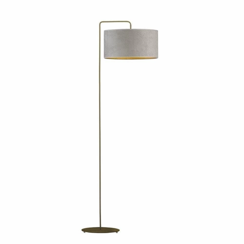 Lampa podłogowa do salonu BOLIVIA GOLD szara welurowa nowoczesna glamour z abażurem Lysne