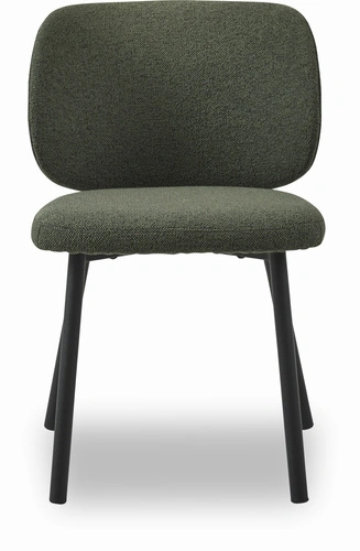 Krzesło tapicerowane boucle zielone do jadalni i salonu Naws nowoczesne na czarnych nogach