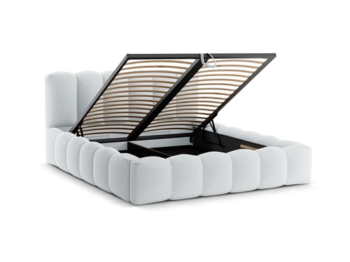 Łóżko tapicerowane Lupine 140x200 z pojemnikiem szare nowoczesne do sypialni