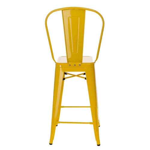 Hoker Paris Back 66 cm żółty metalowy z oparciem do wyspy kuchennej industrialny inspirowany Tolix